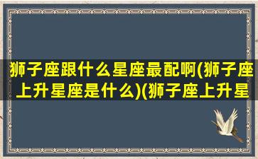 狮子座跟什么星座最配啊(狮子座上升星座是什么)(狮子座上升星座对照表)