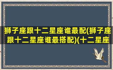 狮子座跟十二星座谁最配(狮子座跟十二星座谁最搭配)(十二星座中狮子座和哪个星座最配)