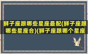 狮子座跟哪些星座最配(狮子座跟哪些星座合)(狮子座跟哪个星座最搭配)