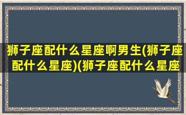 狮子座配什么星座啊男生(狮子座配什么星座)(狮子座配什么星座的男朋友)