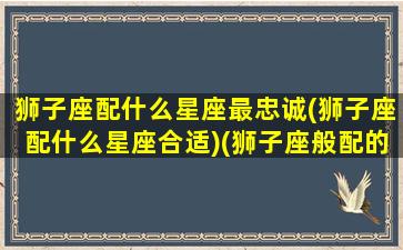 狮子座配什么星座最忠诚(狮子座配什么星座合适)(狮子座般配的星座)