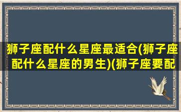 狮子座配什么星座最适合(狮子座配什么星座的男生)(狮子座要配什么星座最好)