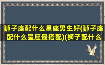 狮子座配什么星座男生好(狮子座配什么星座最搭配)(狮子配什么星座的男生好)