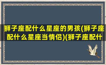 狮子座配什么星座的男孩(狮子座配什么星座当情侣)(狮子座配什么样的男朋友)