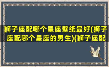 狮子座配哪个星座壁纸最好(狮子座配哪个星座的男生)(狮子座配什么星座女生)