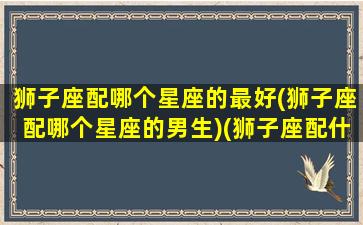 狮子座配哪个星座的最好(狮子座配哪个星座的男生)(狮子座配什么星座比较好)