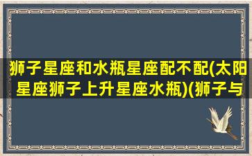 狮子星座和水瓶星座配不配(太阳星座狮子上升星座水瓶)(狮子与水瓶座星座配对)