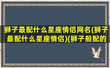 狮子最配什么星座情侣网名(狮子最配什么星座情侣)(狮子般配的星座)