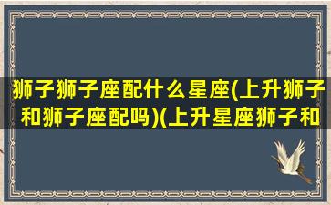 狮子狮子座配什么星座(上升狮子和狮子座配吗)(上升星座狮子和哪个配)