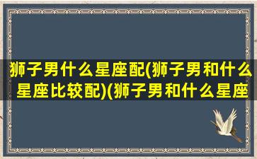 狮子男什么星座配(狮子男和什么星座比较配)(狮子男和什么星座最配知乎)