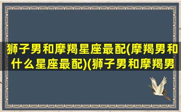 狮子男和摩羯星座最配(摩羯男和什么星座最配)(狮子男和摩羯男谁更厉害)