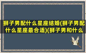 狮子男配什么星座结婚(狮子男配什么星座最合适)(狮子男和什么星座最适合结婚)