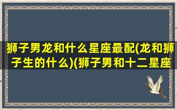 狮子男龙和什么星座最配(龙和狮子生的什么)(狮子男和十二星座配对)