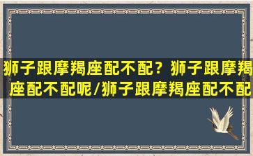 狮子跟摩羯座配不配？狮子跟摩羯座配不配呢/狮子跟摩羯座配不配？狮子跟摩羯座配不配呢-我的网站