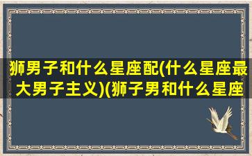 狮男子和什么星座配(什么星座最大男子主义)(狮子男和什么星座配对指数)