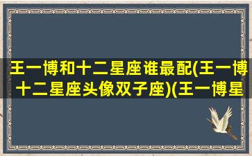 王一博和十二星座谁最配(王一博十二星座头像双子座)(王一博星座配对)
