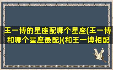 王一博的星座配哪个星座(王一博和哪个星座最配)(和王一博相配的星座)