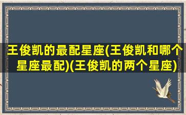 王俊凯的最配星座(王俊凯和哪个星座最配)(王俊凯的两个星座)