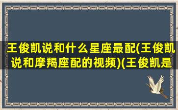 王俊凯说和什么星座最配(王俊凯说和摩羯座配的视频)(王俊凯是什么星座配对)