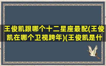 王俊凯跟哪个十二星座最配(王俊凯在哪个卫视跨年)(王俊凯是什么星座配对)