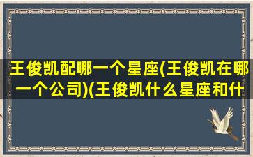 王俊凯配哪一个星座(王俊凯在哪一个公司)(王俊凯什么星座和什么星座配对)