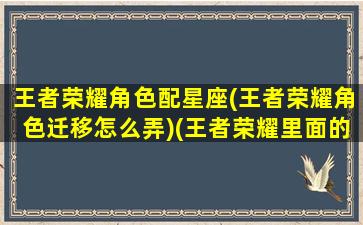 王者荣耀角色配星座(王者荣耀角色迁移怎么弄)(王者荣耀里面的星座)