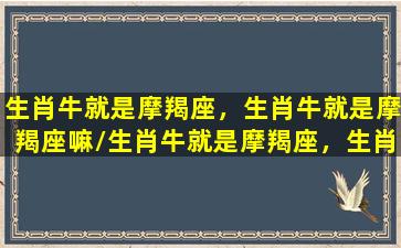 生肖牛就是摩羯座，生肖牛就是摩羯座嘛/生肖牛就是摩羯座，生肖牛就是摩羯座嘛-我的网站