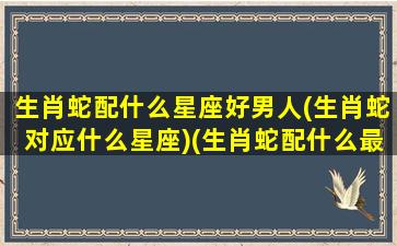 生肖蛇配什么星座好男人(生肖蛇对应什么星座)(生肖蛇配什么最好)