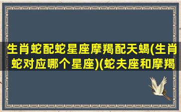 生肖蛇配蛇星座摩羯配天蝎(生肖蛇对应哪个星座)(蛇夫座和摩羯座)