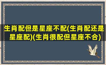 生肖配但是星座不配(生肖配还是星座配)(生肖很配但星座不合)