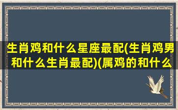 生肖鸡和什么星座最配(生肖鸡男和什么生肖最配)(属鸡的和什么星座最配)