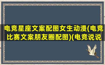 电竞星座文案配图女生动漫(电竞比赛文案朋友圈配图)(电竞说说配图)