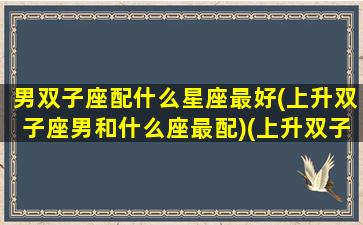 男双子座配什么星座最好(上升双子座男和什么座最配)(上升双子男的爱情)