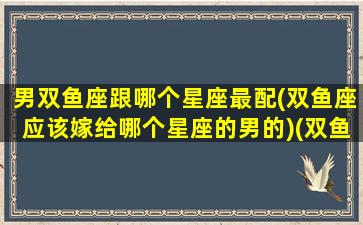 男双鱼座跟哪个星座最配(双鱼座应该嫁给哪个星座的男的)(双鱼男和哪个星座最匹配)