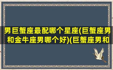 男巨蟹座最配哪个星座(巨蟹座男和金牛座男哪个好)(巨蟹座男和金牛女座配吗)