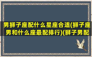 男狮子座配什么星座合适(狮子座男和什么座最配排行)(狮子男配啥星座)