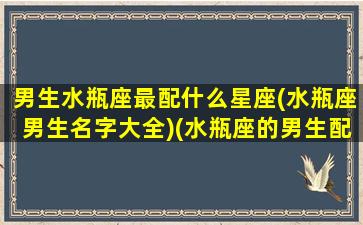 男生水瓶座最配什么星座(水瓶座男生名字大全)(水瓶座的男生配什么星座)