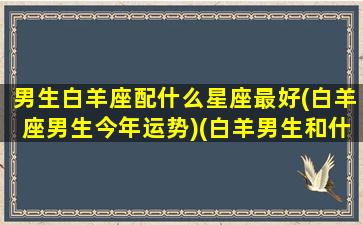 男生白羊座配什么星座最好(白羊座男生今年运势)(白羊男生和什么星座最配)