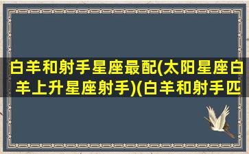 白羊和射手星座最配(太阳星座白羊上升星座射手)(白羊和射手匹配程度是多少)