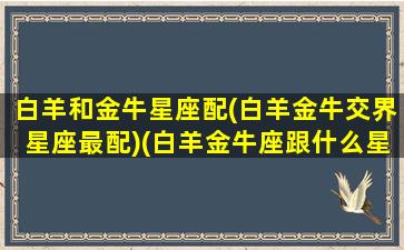 白羊和金牛星座配(白羊金牛交界星座最配)(白羊金牛座跟什么星座配)