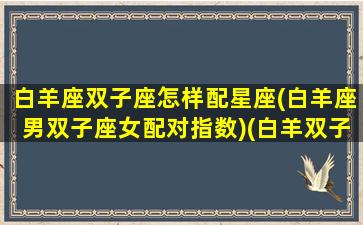 白羊座双子座怎样配星座(白羊座男双子座女配对指数)(白羊双子绝配)