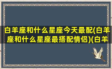 白羊座和什么星座今天最配(白羊座和什么星座最搭配情侣)(白羊座和什么星座最配(5个以上)