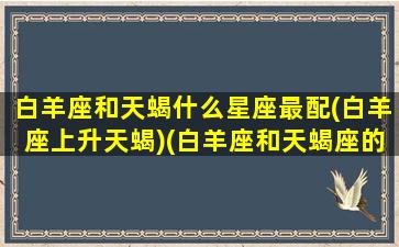 白羊座和天蝎什么星座最配(白羊座上升天蝎)(白羊座和天蝎座的匹配率)