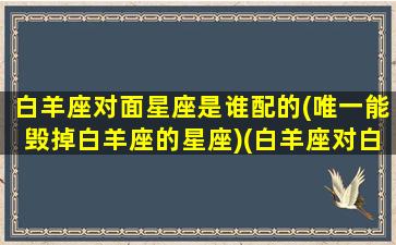 白羊座对面星座是谁配的(唯一能毁掉白羊座的星座)(白羊座对白羊座相配吗)