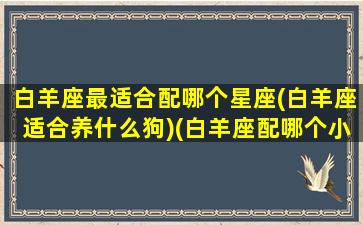 白羊座最适合配哪个星座(白羊座适合养什么狗)(白羊座配哪个小宠物)