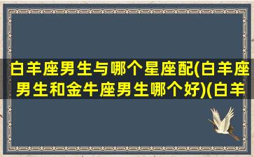 白羊座男生与哪个星座配(白羊座男生和金牛座男生哪个好)(白羊男和金牛男哪个适合做老公)