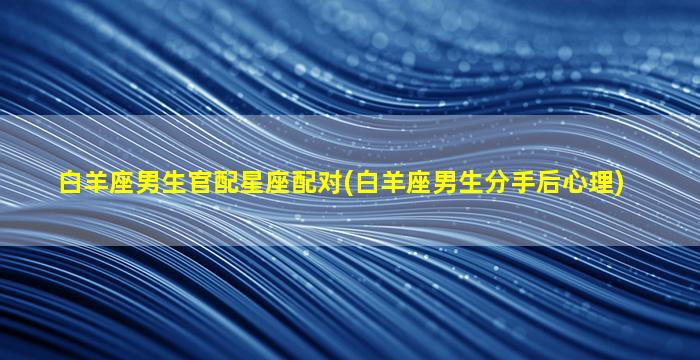 白羊座男生官配星座配对(白羊座男生分手后心理)