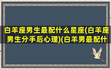 白羊座男生最配什么星座(白羊座男生分手后心理)(白羊男最配什么星座的女生)