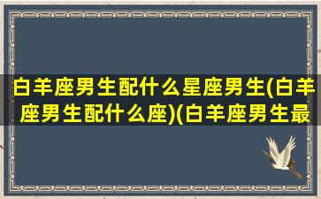 白羊座男生配什么星座男生(白羊座男生配什么座)(白羊座男生最配什么星座女生)