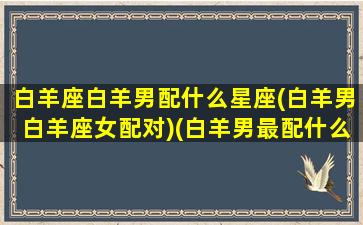 白羊座白羊男配什么星座(白羊男白羊座女配对)(白羊男最配什么星座女生)